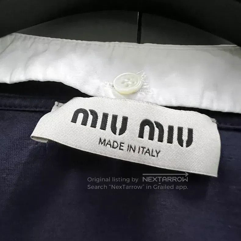 Miu Miu Miu Miu Size S Bow navy collar letter short sleeve Size S / US 4 / IT 40 - 3 Thumbnail