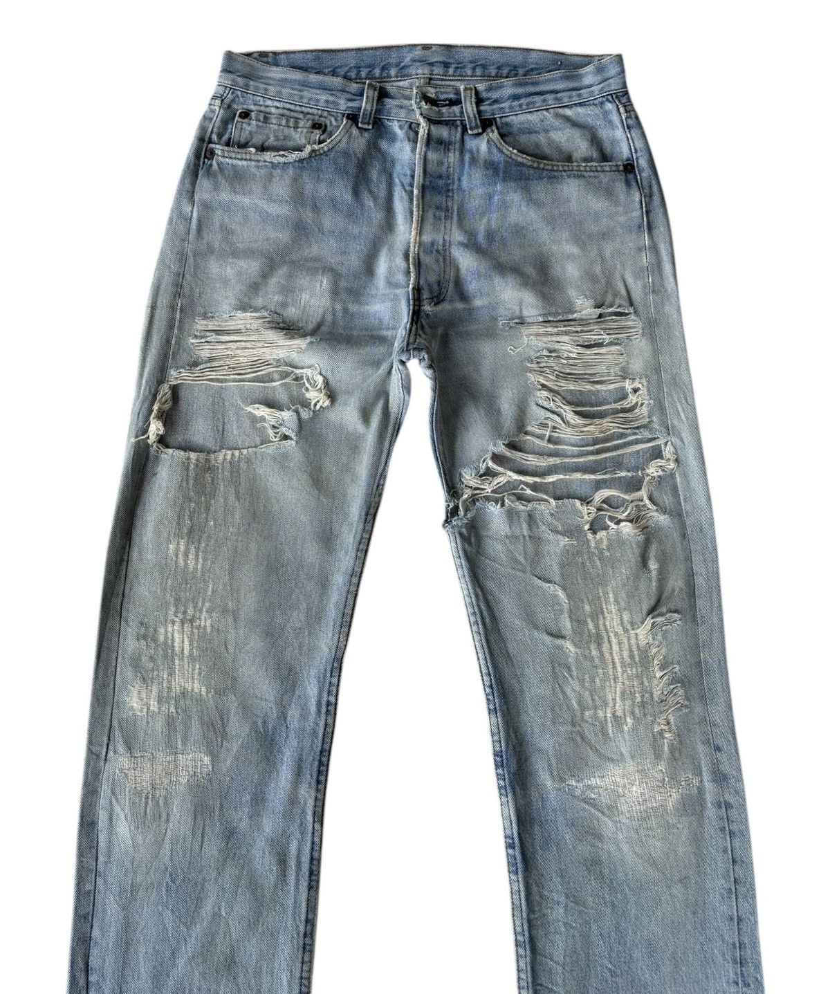 Levi's 🔥VINTAGE LEVIS 501 SUPER DISTRESSED DENIM THRASHED JEANS Size US 32 / EU 48 - 3 Thumbnail