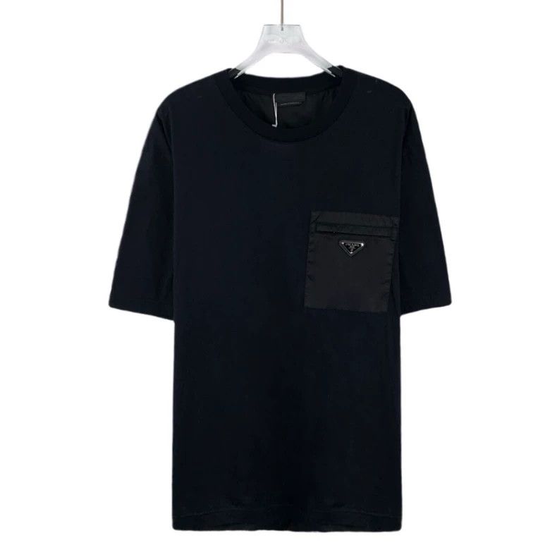 Prada Prada Black Triangle Logo Cotton T-shirt Size US XXL / EU 58 / 5 - 1 Thumbnail