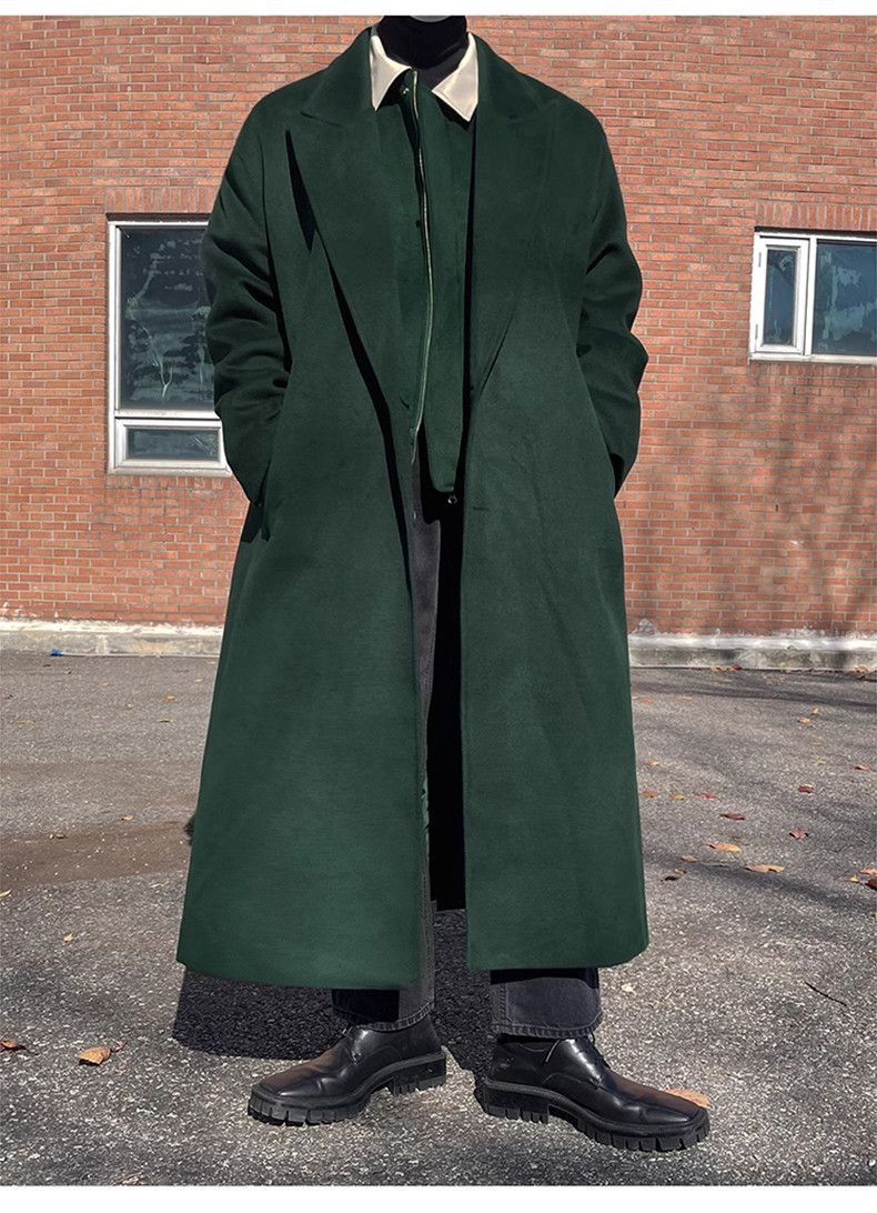 Long Woolen coatDark Green Korean style