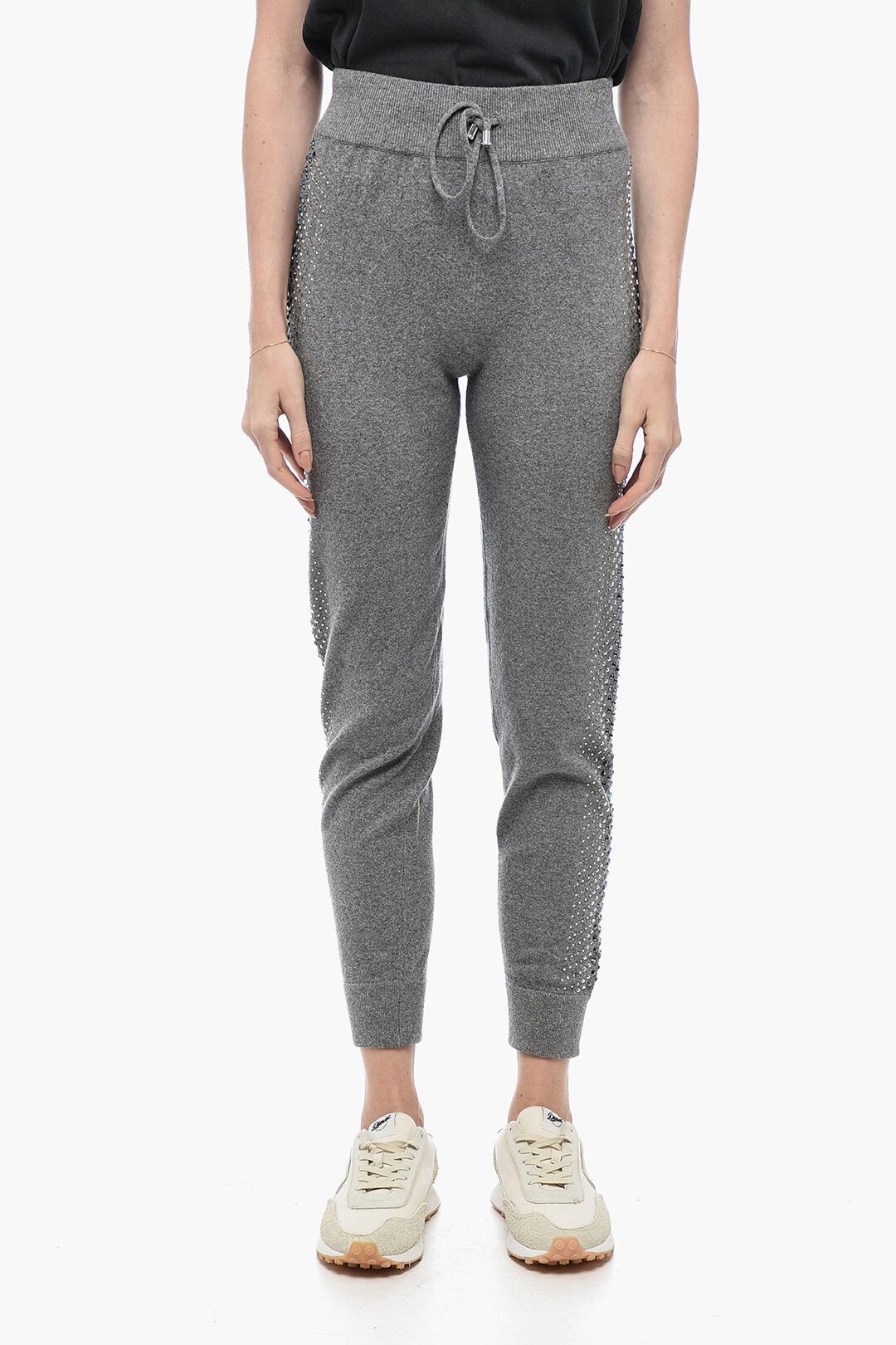 Philipp Plein og1mm0824 Knitted Kelly Joggers With Rhinestone in Grey Size 27" / US 4 / IT 40 - 1 Thumbnail