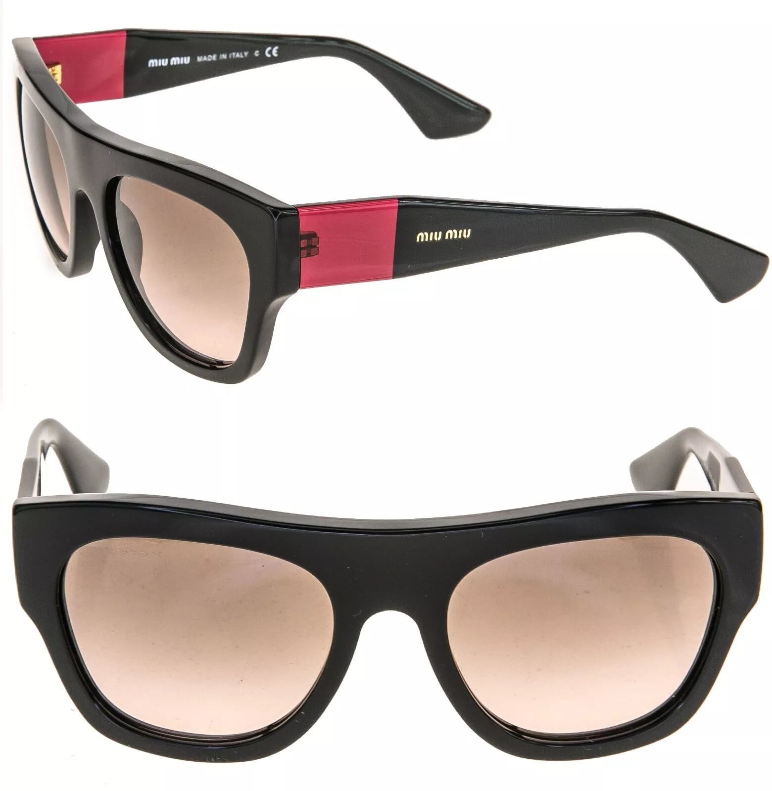 Miu Miu MIU MIU ECLAT 05P Chunky Bold Sunglasses MU05PS Black Size ONE SIZE - 1 Thumbnail