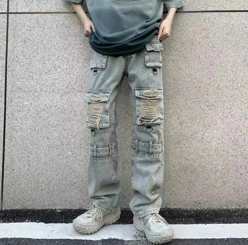Japanese Brand Kanye Pockets Y2K Streetwear Ripped Jeans Cargo Pants Size US 32 / EU 48 - 1 Thumbnail