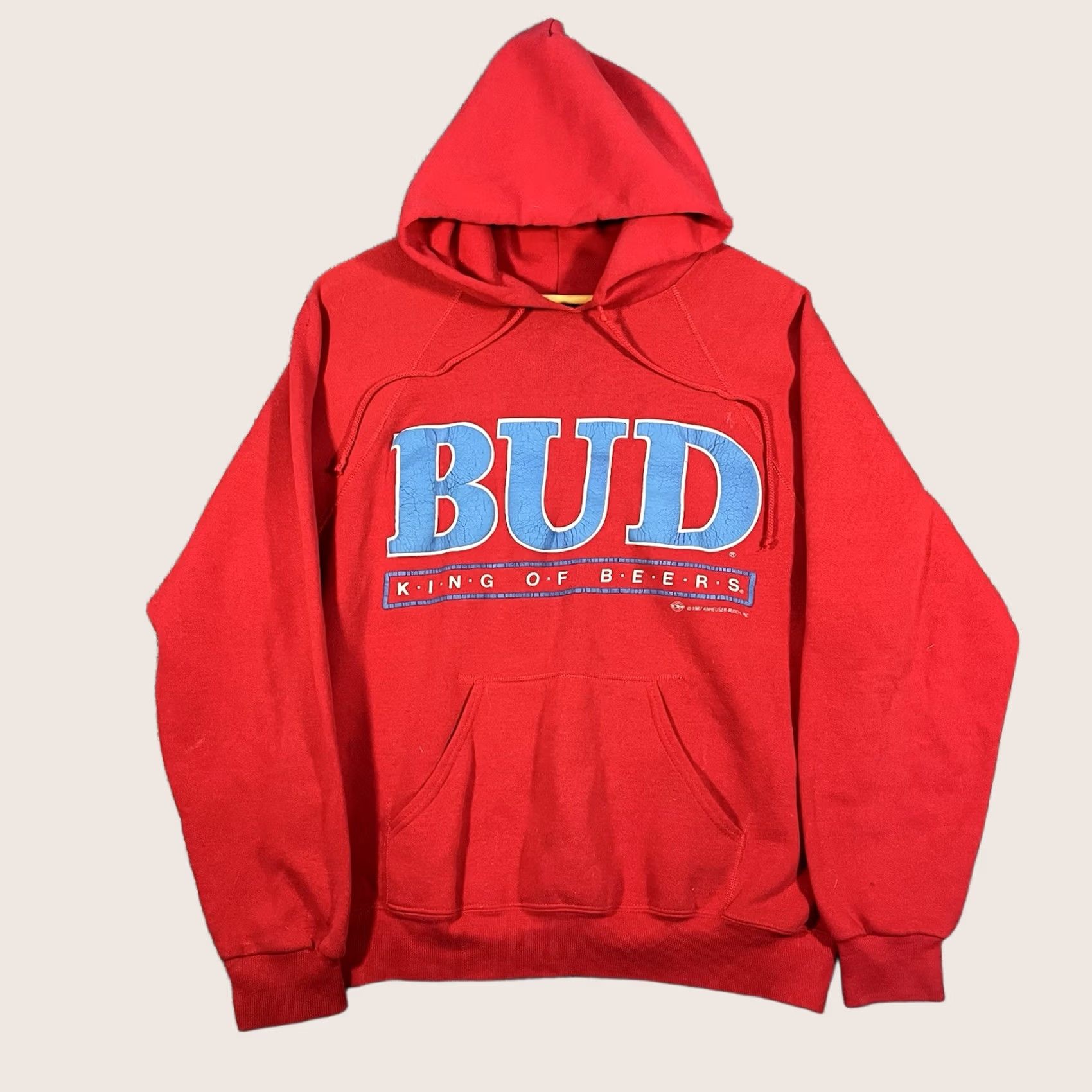 Budweiser Vintage Budweiser King Of Beers Hoodie XL Red 80s 1987 Promo Puff Print USA Size US XL / EU 56 / 4 - 1 Thumbnail