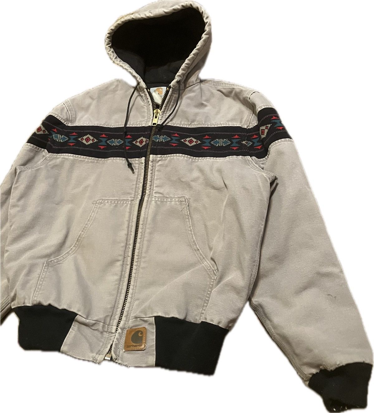 Carhartt × Vintage 90’s Carhartt Aztec Jacket Charcoal Grey Size US M / EU 48-50 / 2 - 1 Thumbnail