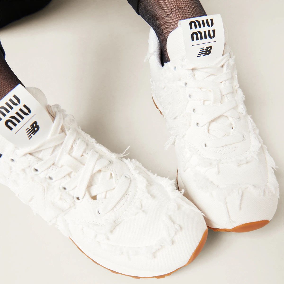 Miu Miu New Balance 574 x Miu Miu denim sneakers Size US 8 / EU 41 - 8 Thumbnail
