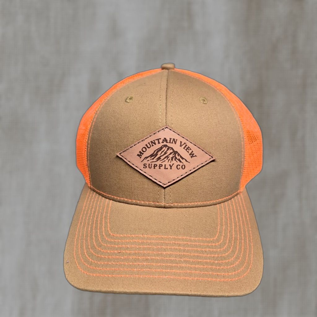 Vintage Unbranded Hat Adult Adjustable Mountain View Supply Co Hat Cap Safety Orange Tan Brown Beige Cotton, Polyester Snapback Casual Mens Size ONE SIZE - 1 Thumbnail