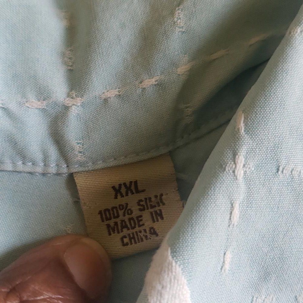 Tommy Bahama CT1533 Tommy Bahama Silk Aqua & White Tropical Shirt XXL Size US XXL / EU 58 / 5 - 5 Thumbnail