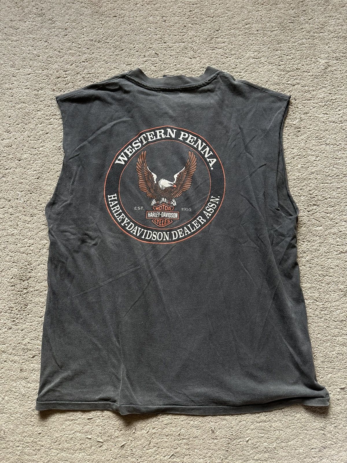 Harley Davidson 1990s Harley Davidson faded Sleveless Tshirt Size US XL / EU 56 / 4 - 6 Thumbnail