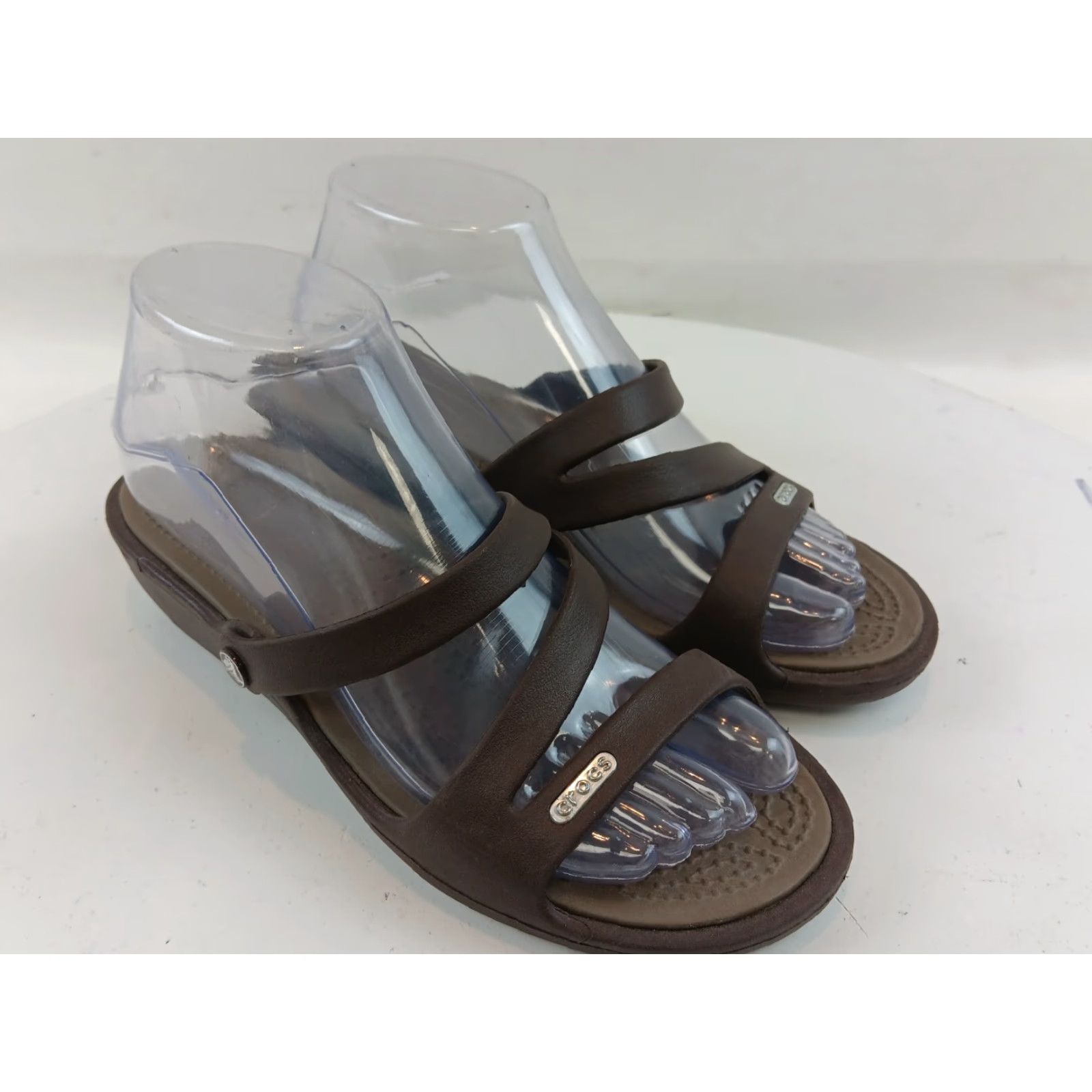 Crocs Crocs Sandals Slides Womens Size 7 Brown Strappy Platform Wedge Slip On Comfort Size US 7 / IT 37 - 2 Thumbnail