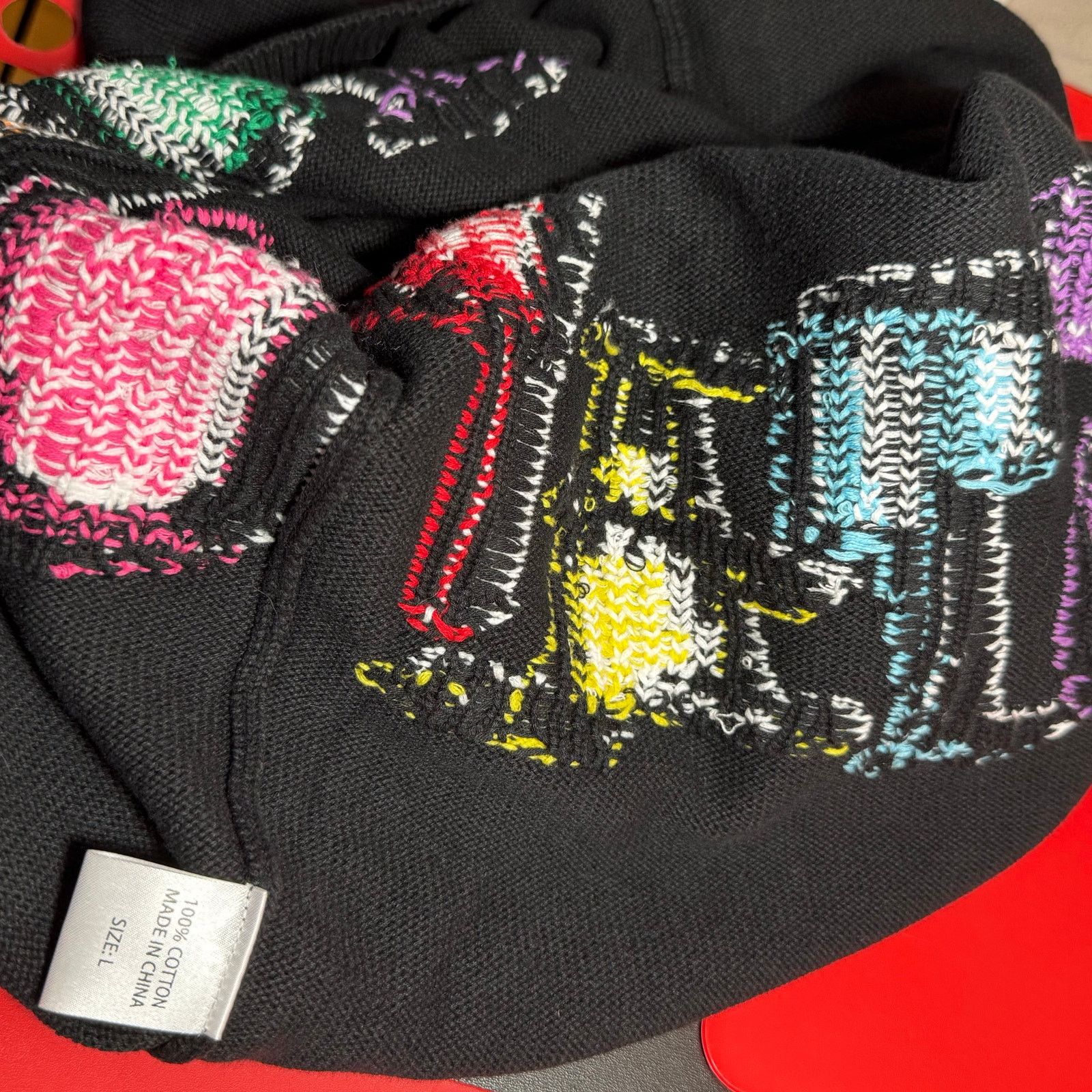 STAYCOOLNYC •NWT• STAY COOL NYC Tribal Wrap Knit Black Crewneck • Large Size US L / EU 52-54 / 3 - 13 Thumbnail