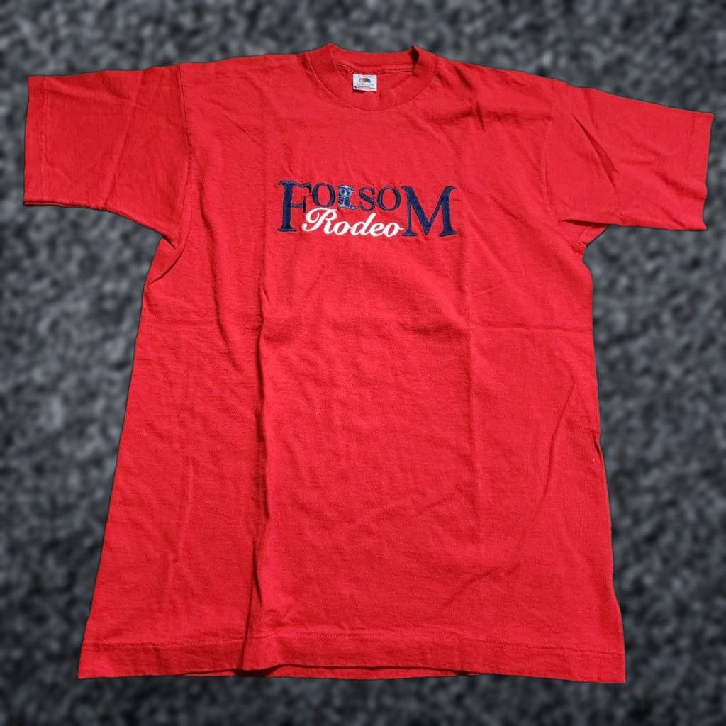 Fruit Of The Loom VINTAGE Mens L Folsom Rodeo T-Shirt Embroidered 1980s Cotton USA Crew Neck Short Sleeve Size US L / EU 52-54 / 3 - 1 Thumbnail