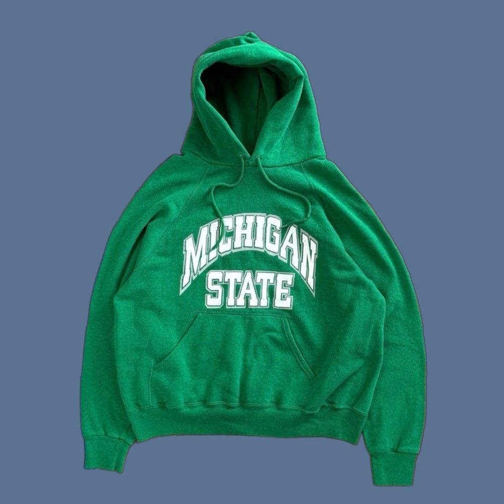 Vintage VINTAGE Michigan State University Hoodie Sweatshirt Shirt Men M Green 80s 90s College Sports University Pullover Sweatshirt Mens Size US M / EU 48-50 / 2 - 1 Thumbnail