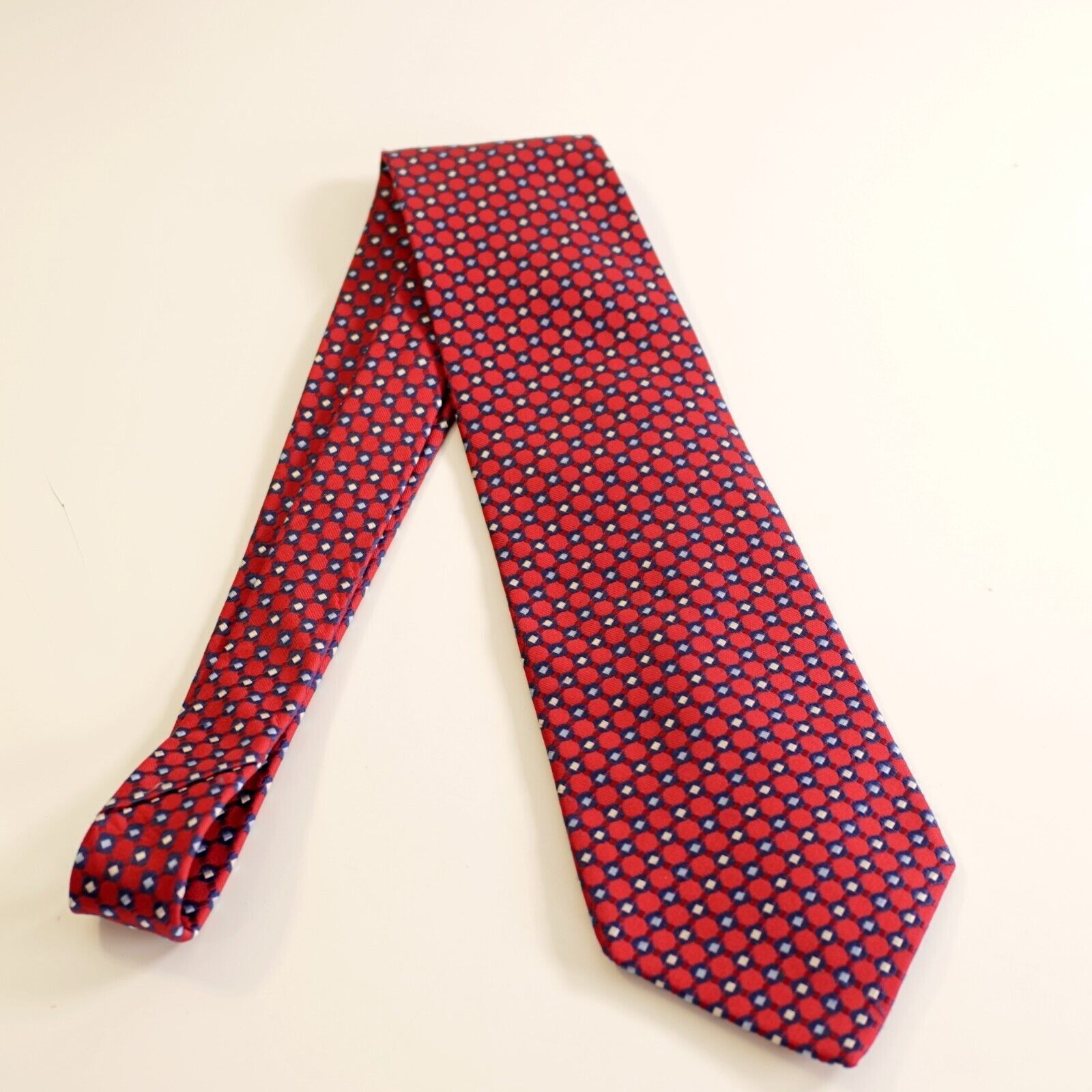Nautica Nautica Red Blue Geometric Woven Wide Silk Tie Size ONE SIZE - 8 Thumbnail