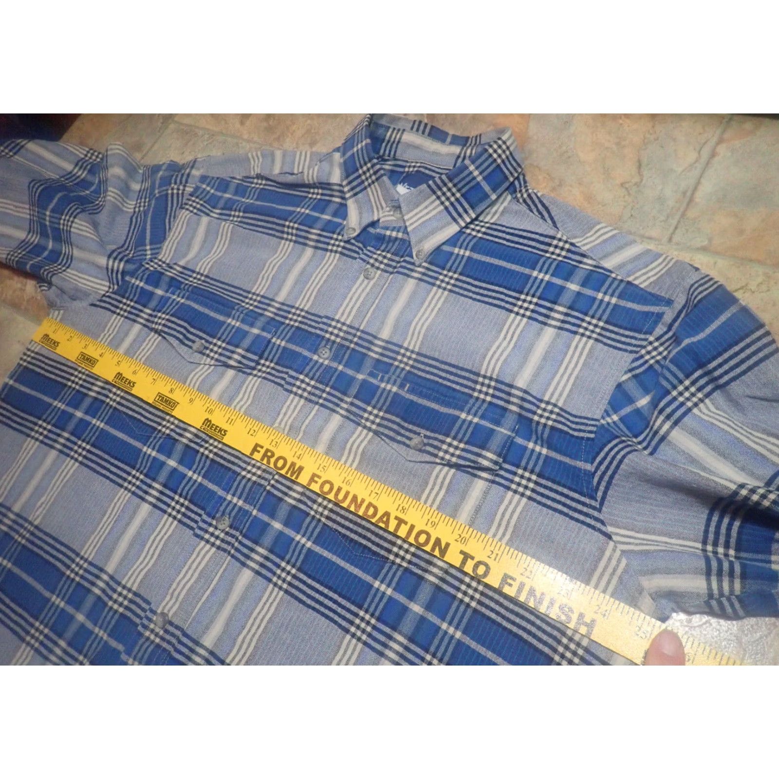 Wrangler VINTAGE Wrangler Plaid Button-Down Shirt Wrangler Blue Plaid Cowboy Mens Cotton Flannel Shirt XL Size US XL / EU 56 / 4 - 6 Thumbnail