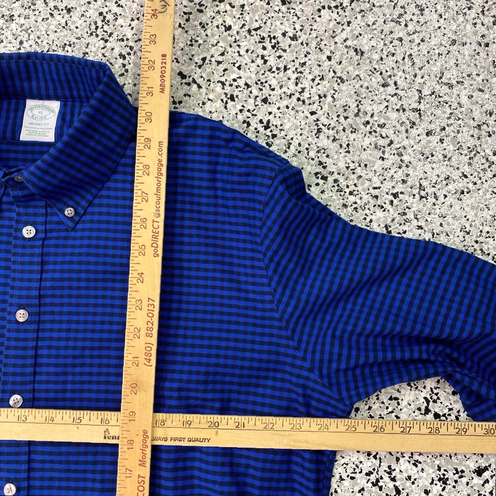Brooks Brothers Brooks Brothers Shirt Milano Fit XL Blue Black Check Button-Down Cotton Men Size US XL / EU 56 / 4 - 3 Thumbnail