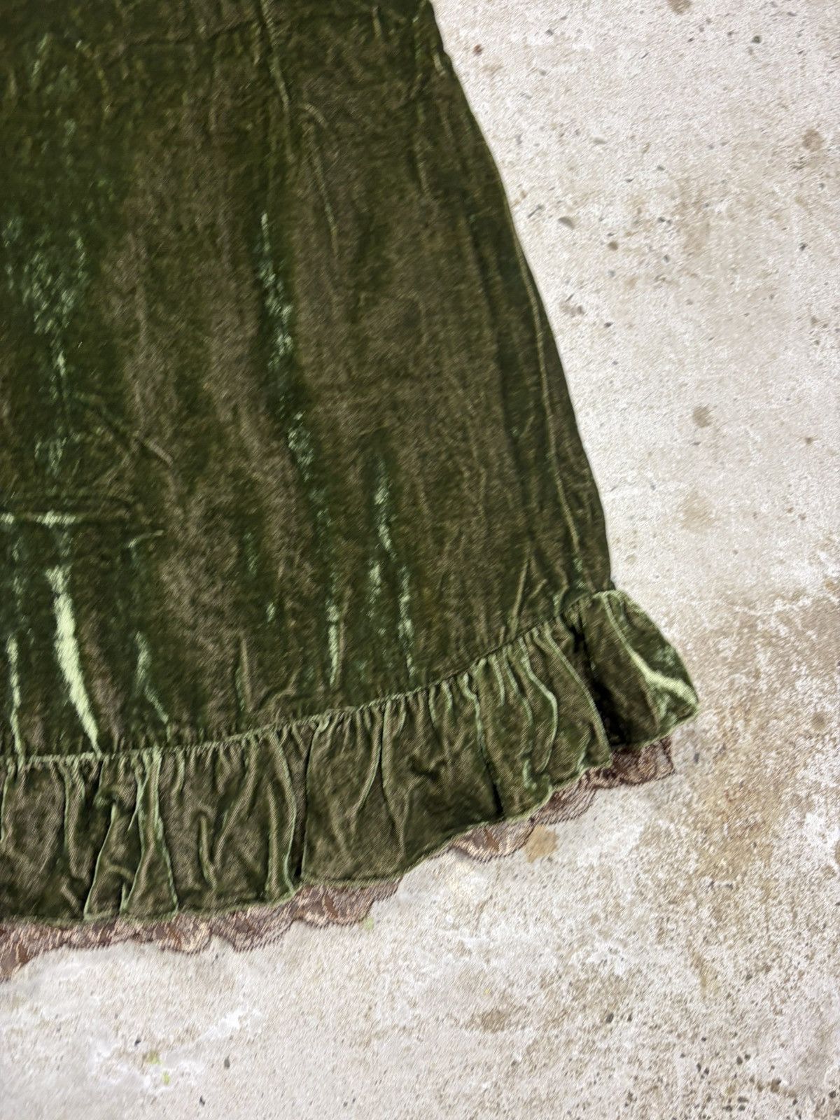 Dolce & Gabbana Vintage 2006 Dolce & Gabbana Velvet Green Mini Dress Lace Size M / US 6-8 / IT 42-44 - 13 Thumbnail