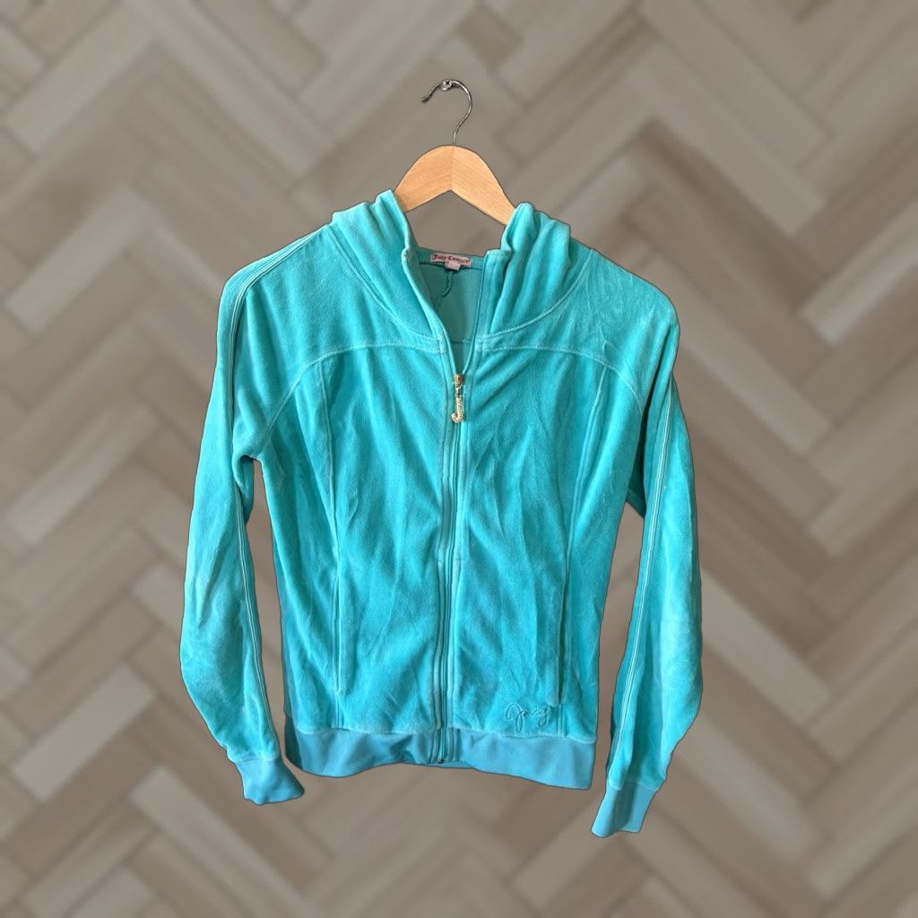 Juicy Couture VINTAGE Juicy Couture Womens Velour Zip Up Sweater Hoodie XS Blue Regular Size S Size S / US 4 / IT 40 - 1 Thumbnail