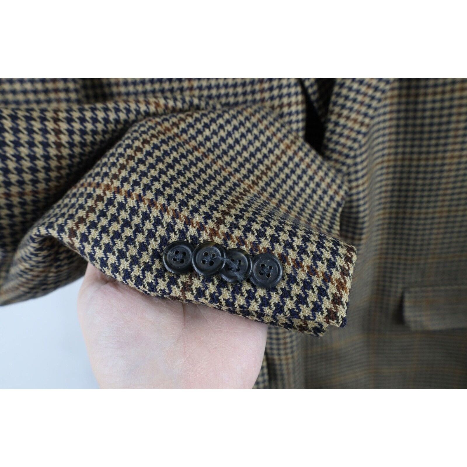 Lands' End × Vintage Vintage 90s Lands End Lambswool Houndstooth Suit Coat Size 44R - 6 Thumbnail