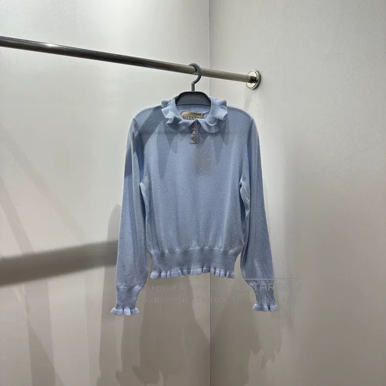 Valentino Valentino Cashmere blue doll collar top Size S / US 4 / IT 40 - 1 Thumbnail