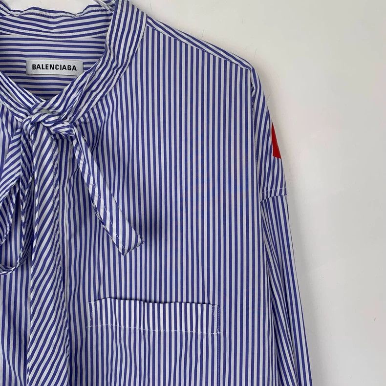 Other Balenciaga size 34 Blue and white lace up striped shirt wi Size XS / US 0-2 / IT 36-38 - 3 Thumbnail