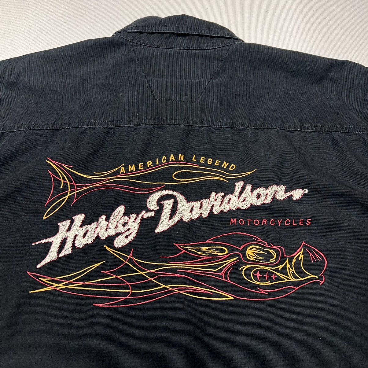 Harley Davidson × Vintage Harley Davidson Button Up Shirt Black Embroidered Logo Biker Size US XL / EU 56 / 4 - 16 Thumbnail