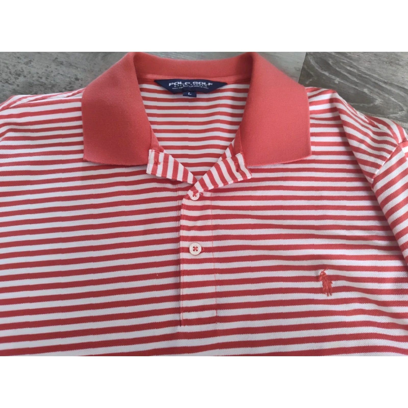 Ralph Lauren Ralph Lauren Polo Golf Shirt Mens Large Pink Striped Classic Logo Bellerive Country Club 90s Preppy Size US L / EU 52-54 / 3 - 7 Thumbnail