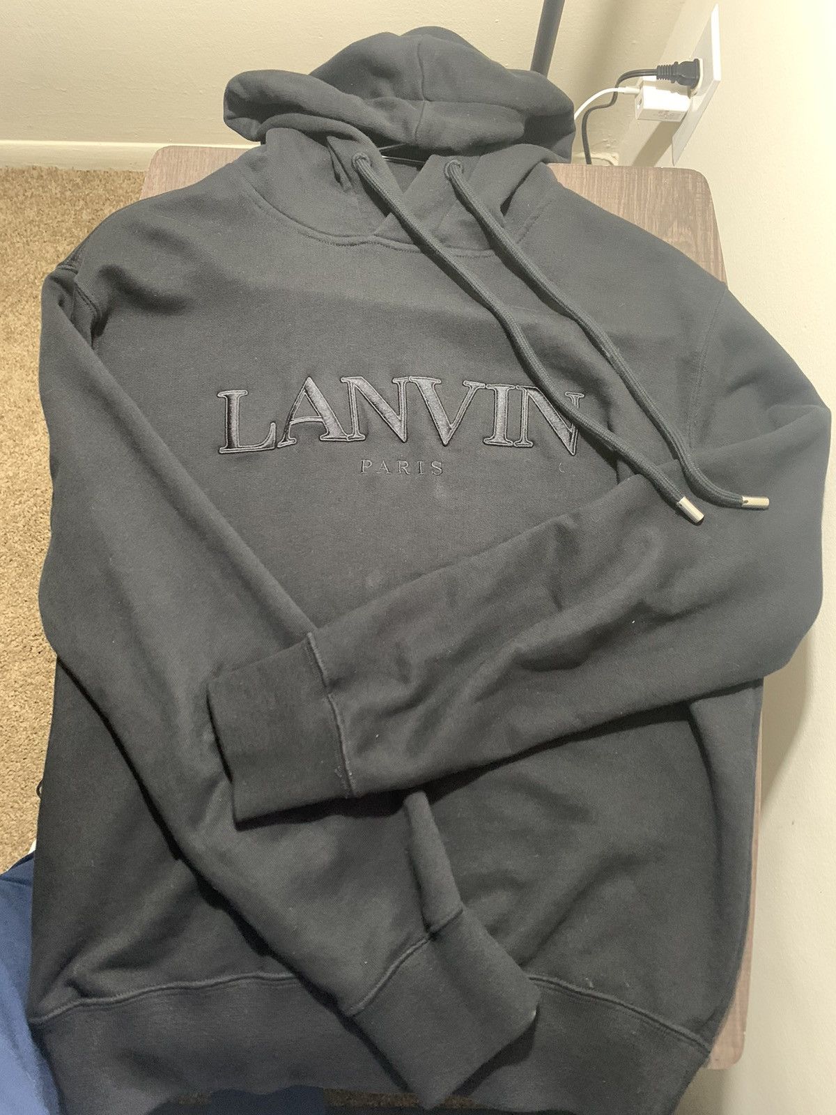 Lanvin Lanvin Logo Embroidered Drawstring Hoodie Size US XS / EU 42 / 0 - 3 Thumbnail