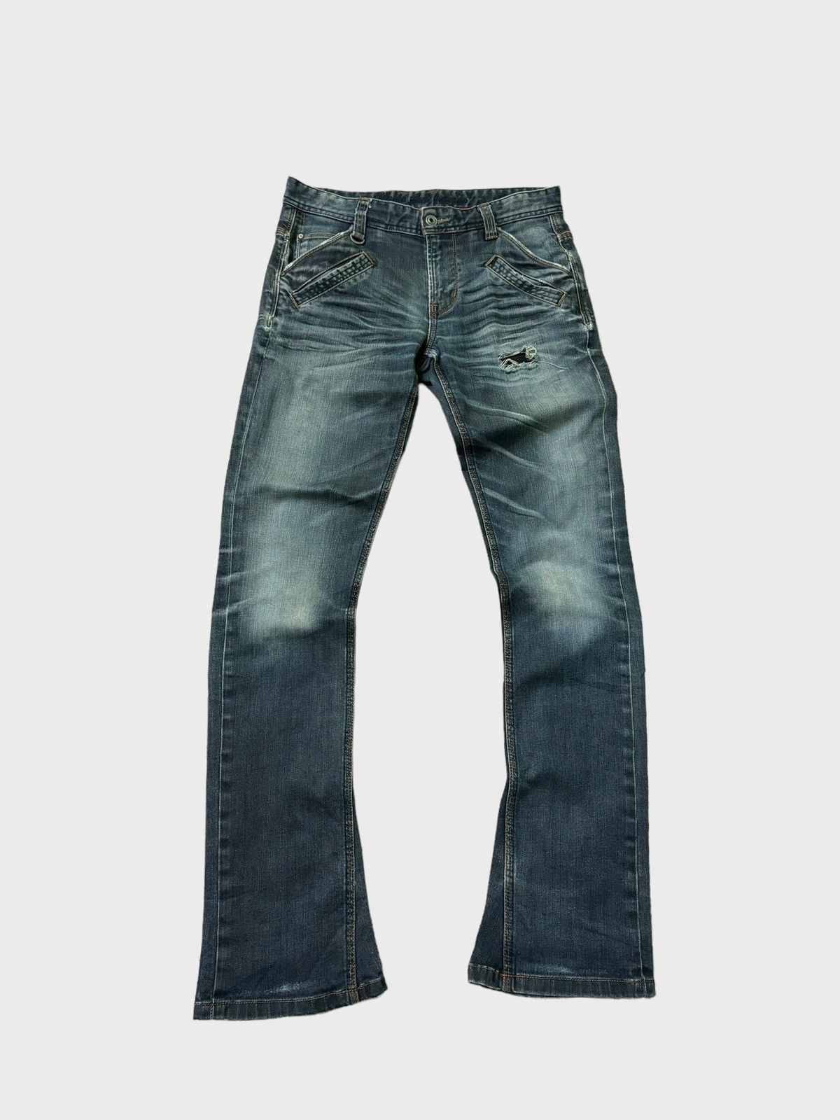 5351 POUR LES HOMMES VTG Nicole Club For Men Fade Blue Stretch Denim Flare Jeans Size US 30 / EU 46 - 1 Thumbnail