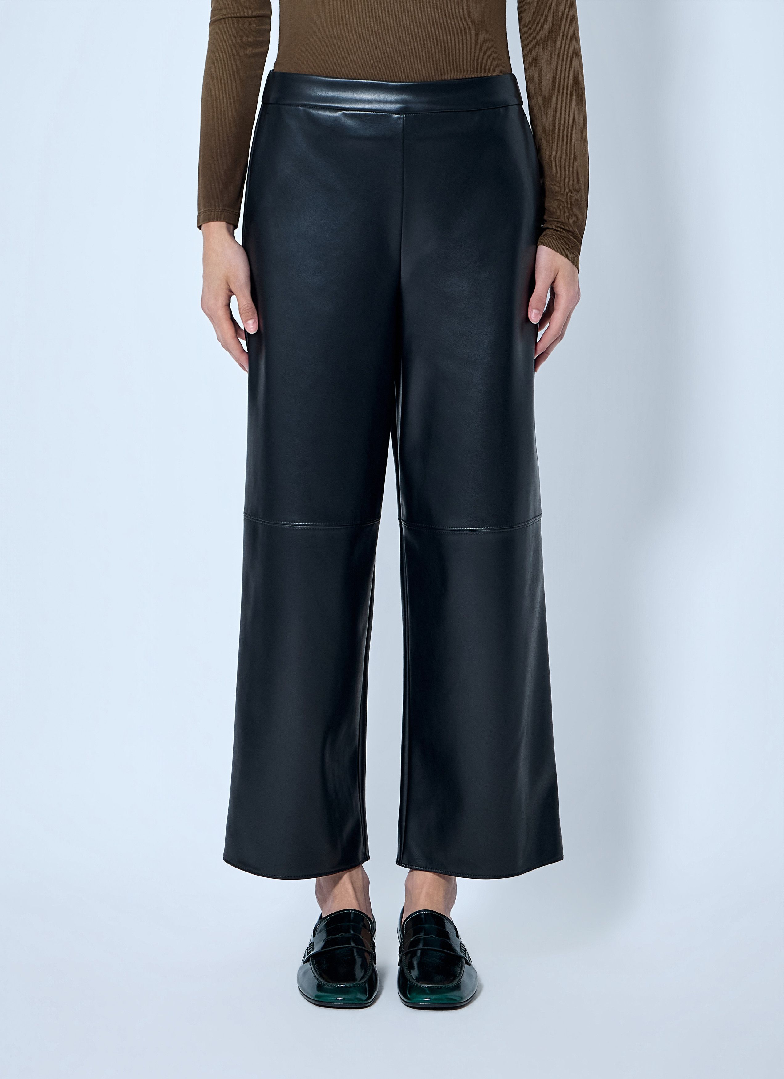Max Mara Faux-Leather Effect Jersey Trousers in Black, Women's (Size 30)