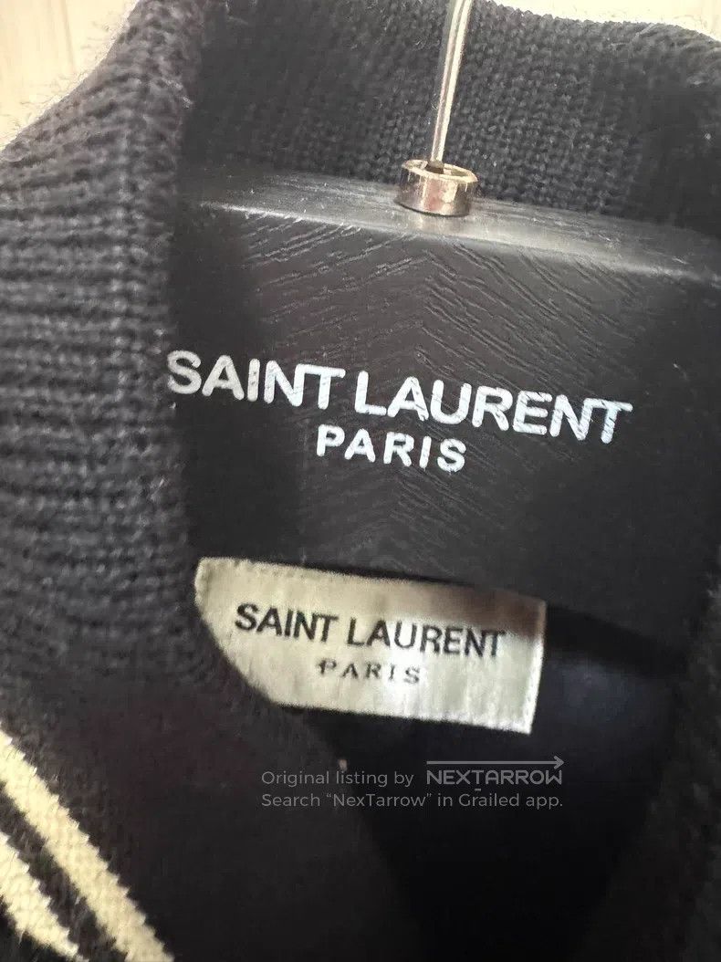 Saint Laurent Paris Saint Laurent Paris Black and White Leather Trim Wool Base Size XXS / US 00 / IT 34 - 3 Thumbnail