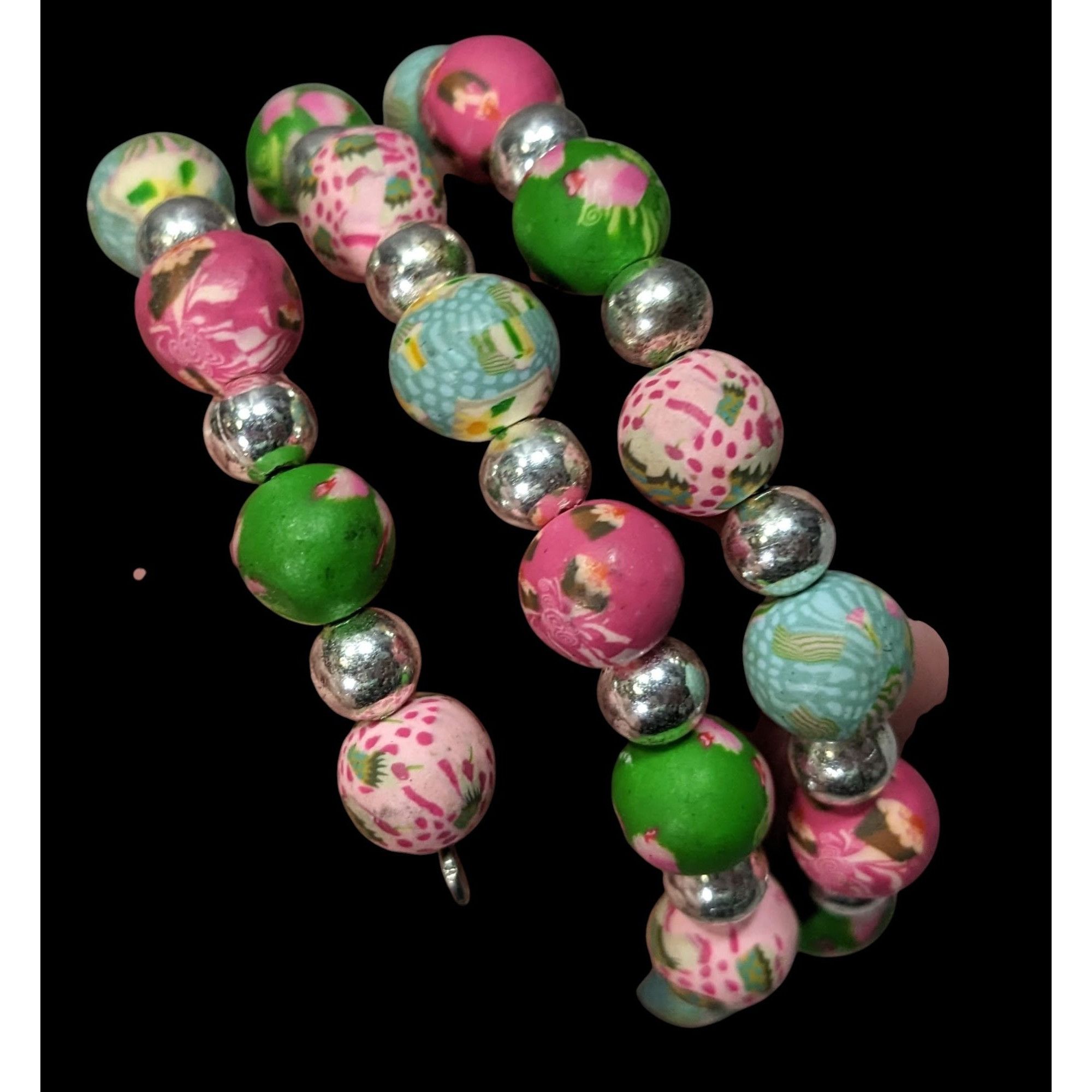 Other Viva Beads Pink And Green Cupcake Polymer Clay Beaded Coil B Size ONE SIZE - 2 Thumbnail