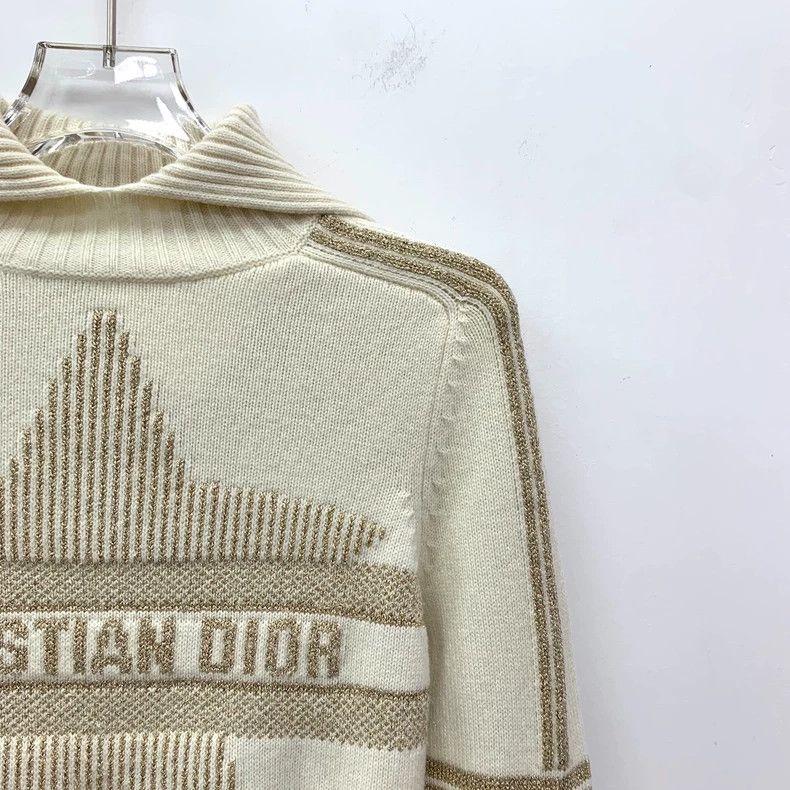 Dior Dior Color-blocked five-pointed letter inlaid wool long-sl Size XS / US 0-2 / IT 36-38 - 3 Thumbnail