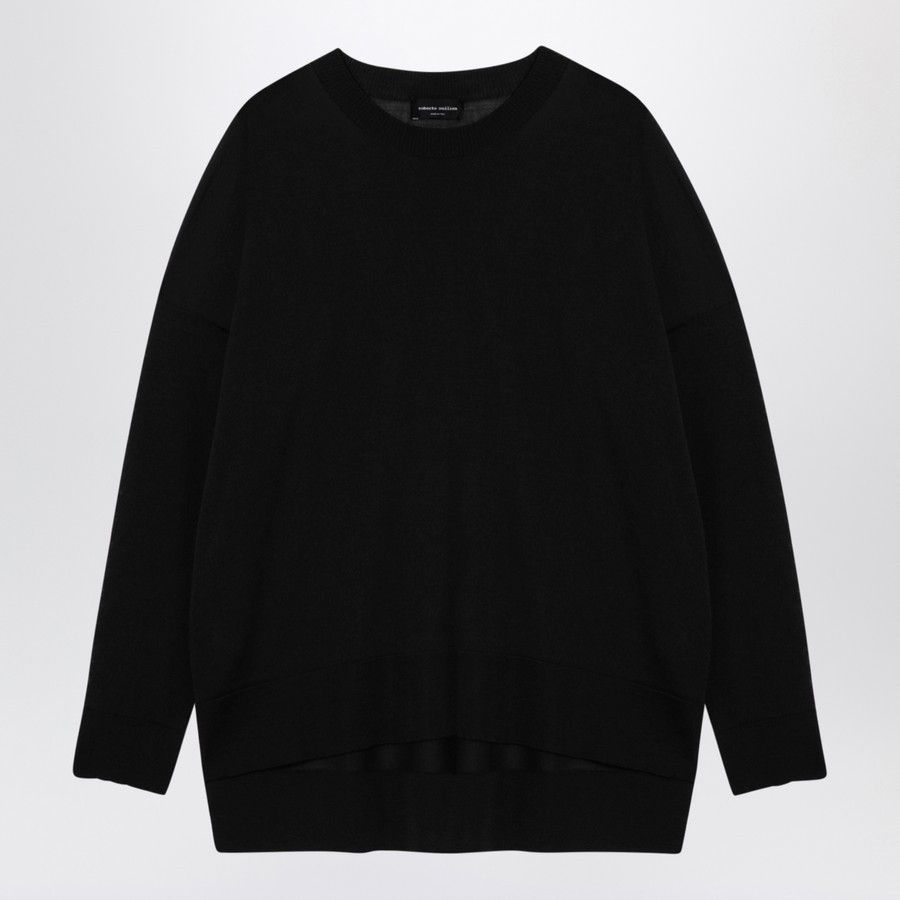 Roberto Cavalli o1d2blof0924 Wool Crew-neck Sweater in Black Size XL / US 12-14 / IT 48-50 - 1 Thumbnail