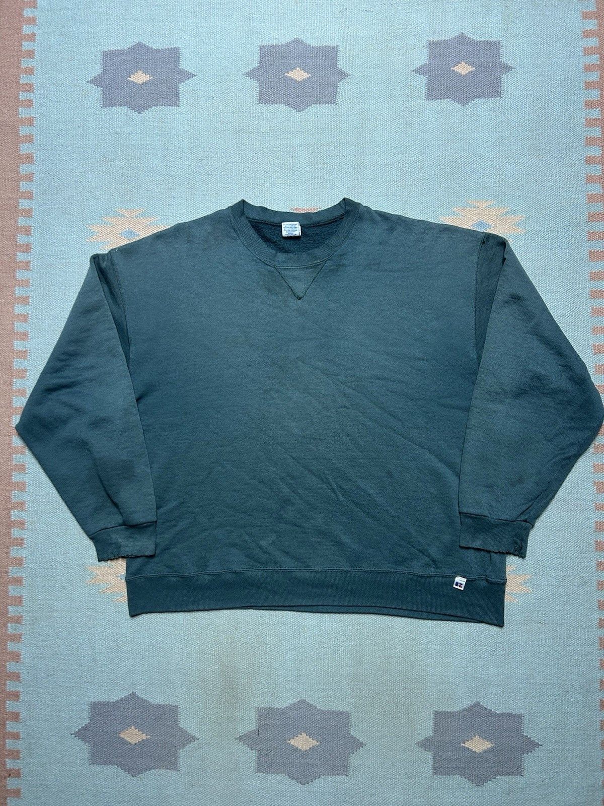 Vintage 90s sweatshirt Russell athletic sun faded green gradient XL Size US XL / EU 56 / 4 - 1 Thumbnail