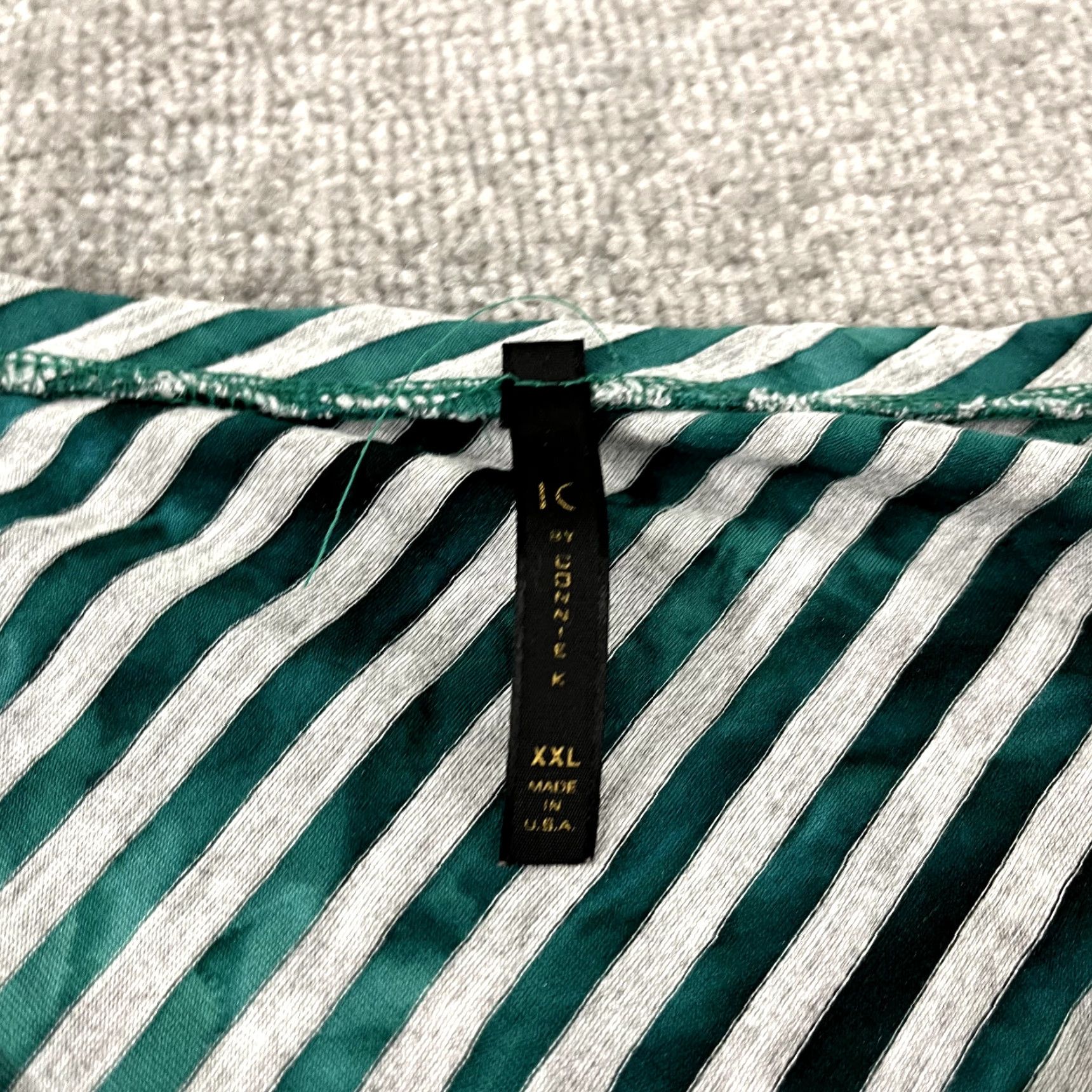 Vintage IC by CONNIE K Womens 2XL Green Gray Striped Tunic Top Asymmetric Pocket Stretch Size XXL / US 16-18 / IT 52-54 - 2 Thumbnail