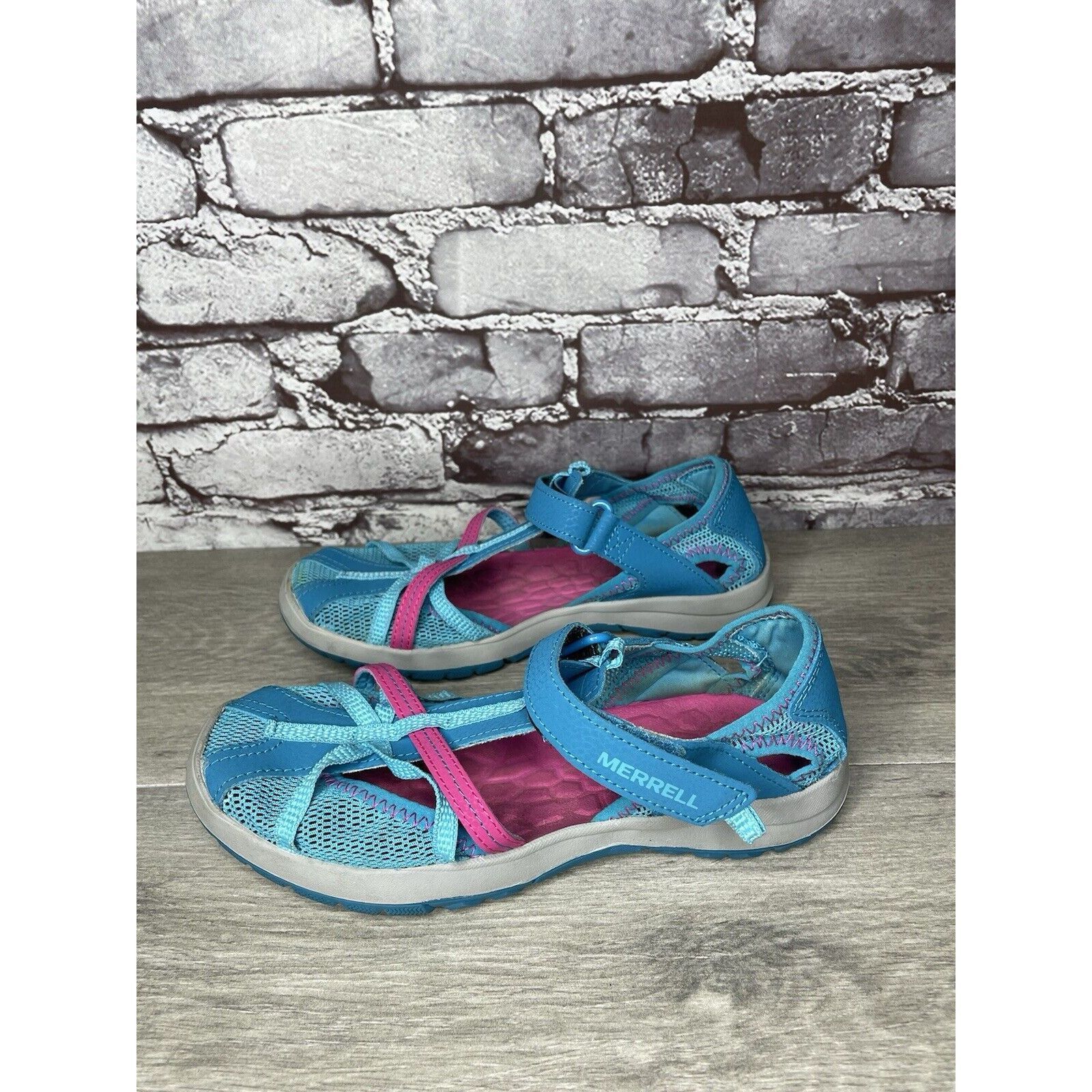 Merrell Merrellb61594 Blue Textile Synthetic Mesh Maryjane Strap Sho Size US 5 / IT 35 - 14 Thumbnail