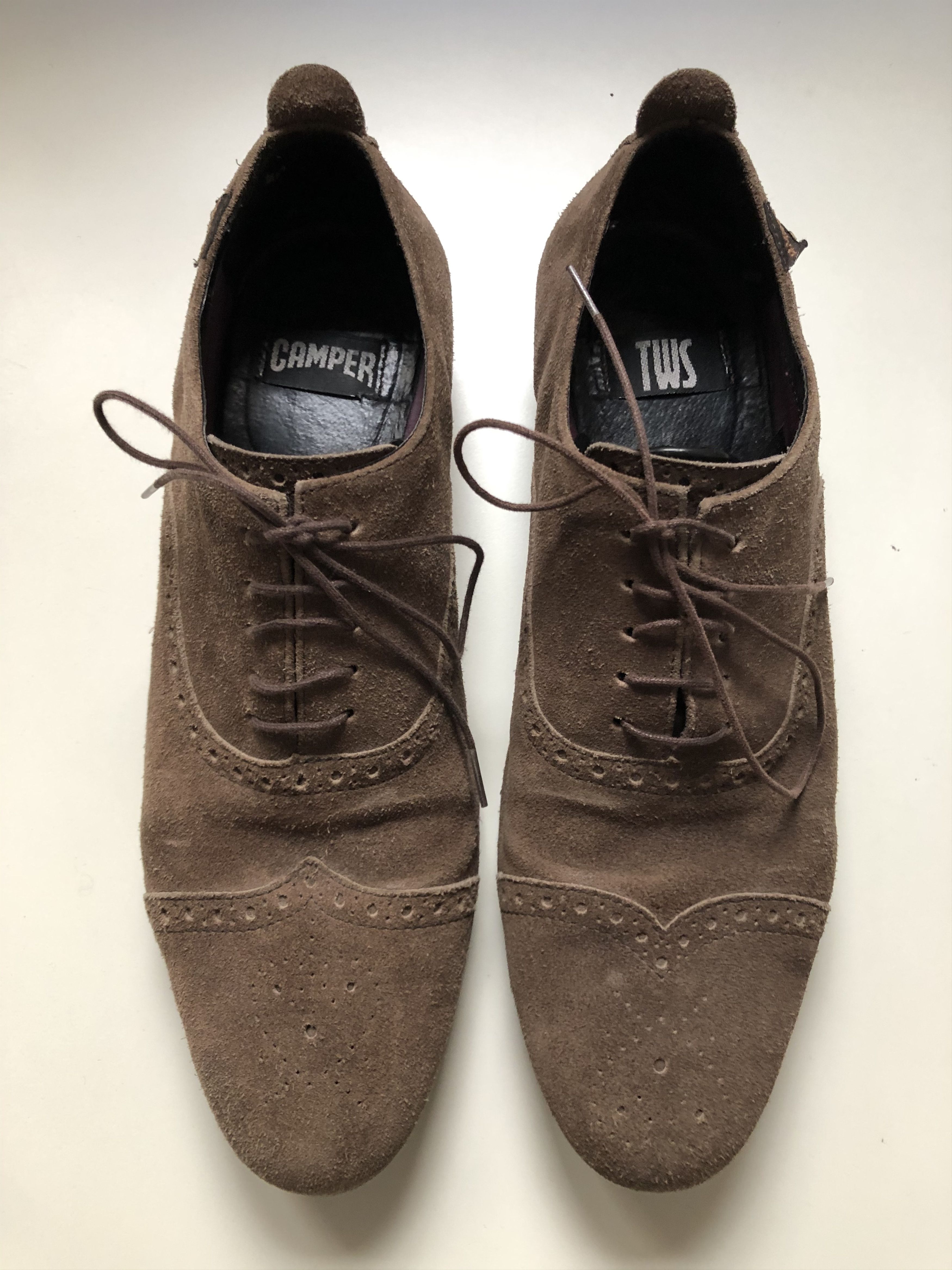 Camper Suede lace-up shoes, size 41, asymmetrical. Twins Line Size US 8 / EU 41 - 1 Thumbnail