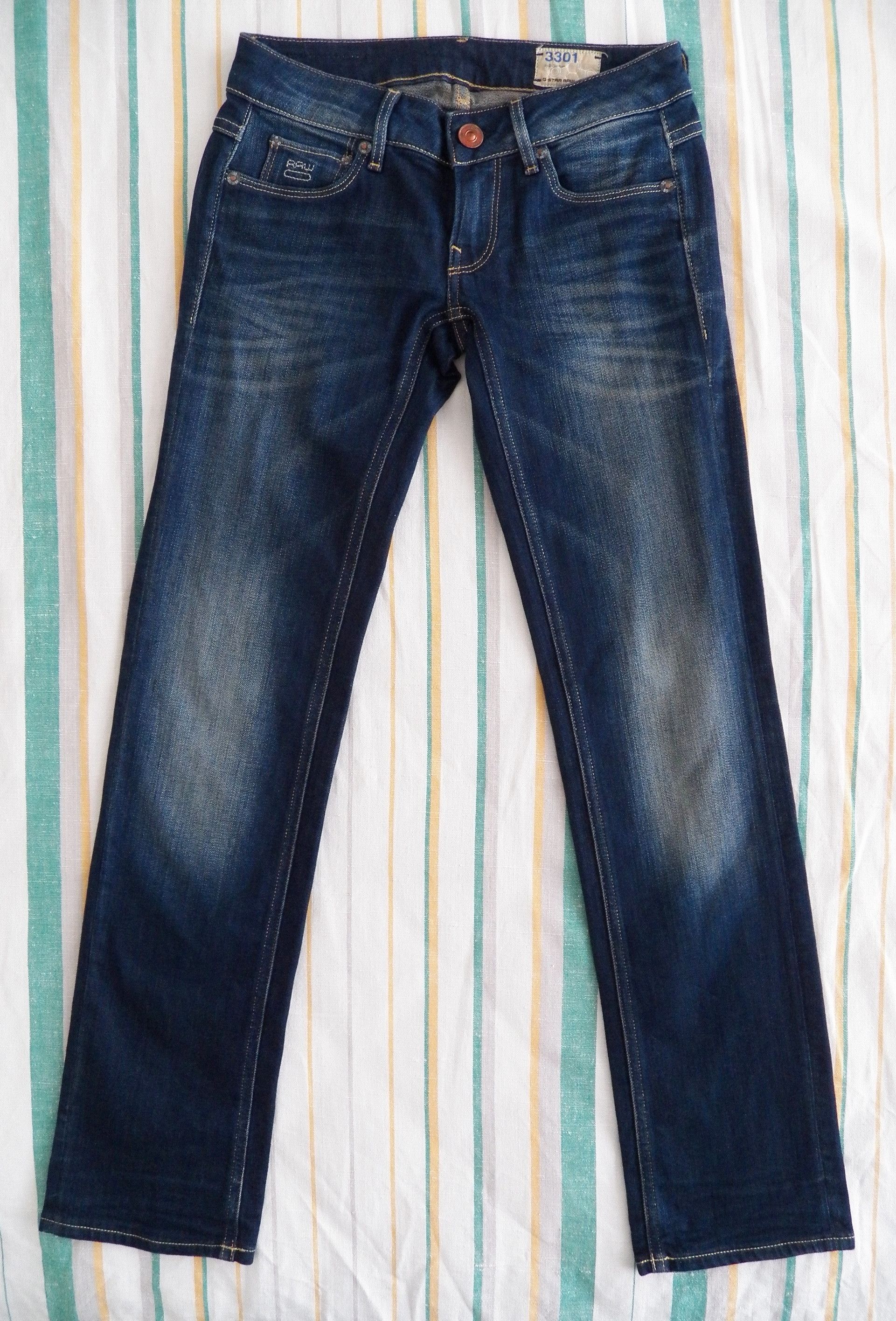 G-Star G-Star RAW 3301 Straight Wmn Jeans W24 L30 Blue Medium Aged Size 24" / US 00 / IT 34 - 1 Thumbnail