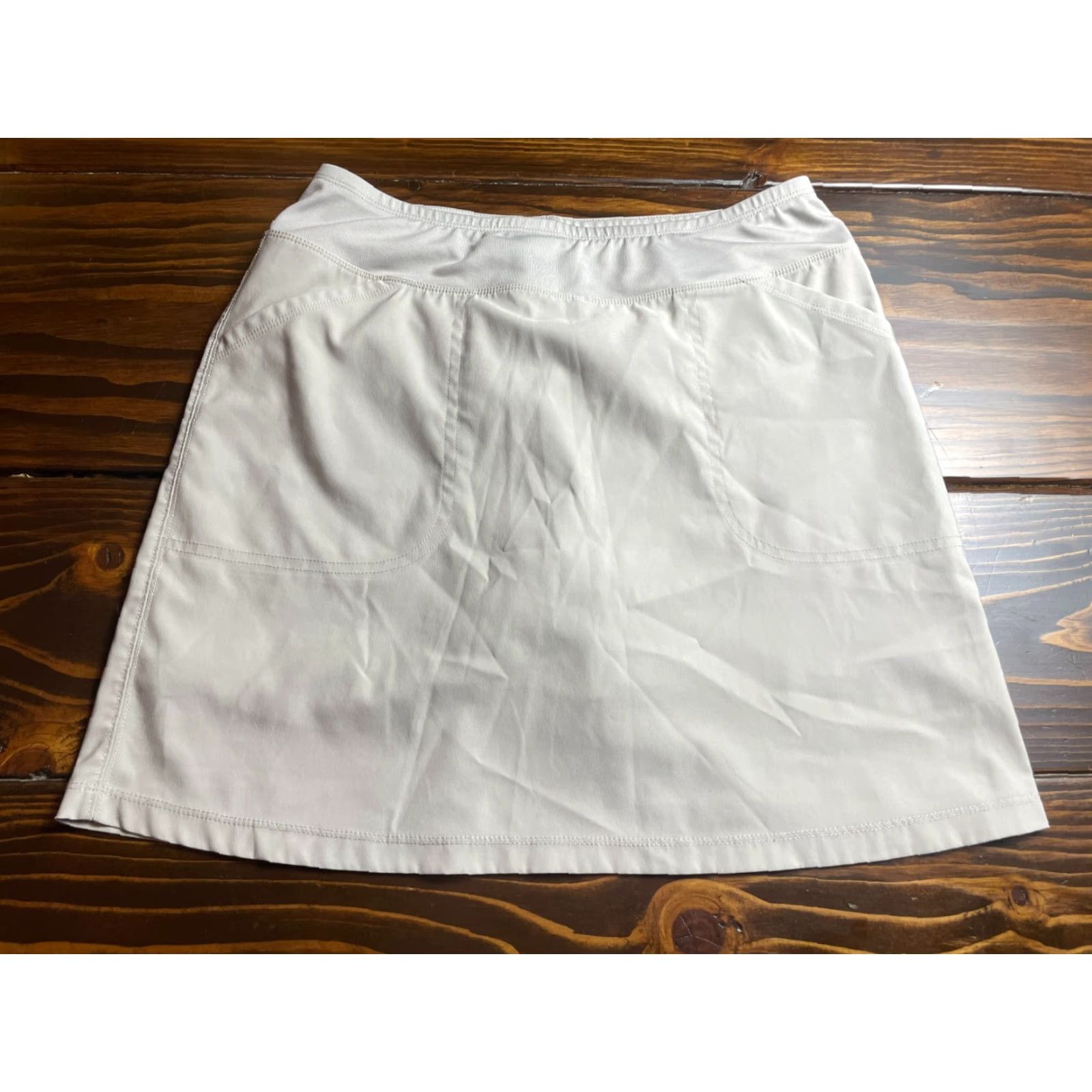 Vintage Cypress Club Skirt Women's M Tan Mini Pockets Casual Short Polyester Brown Solid 90s? Size 32" / US 10 / IT 46 - 2 Thumbnail