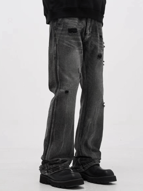 Japanese Brand × Jean American high street straight retro washed ripped jeans Size US 32 / EU 48 - 3 Thumbnail
