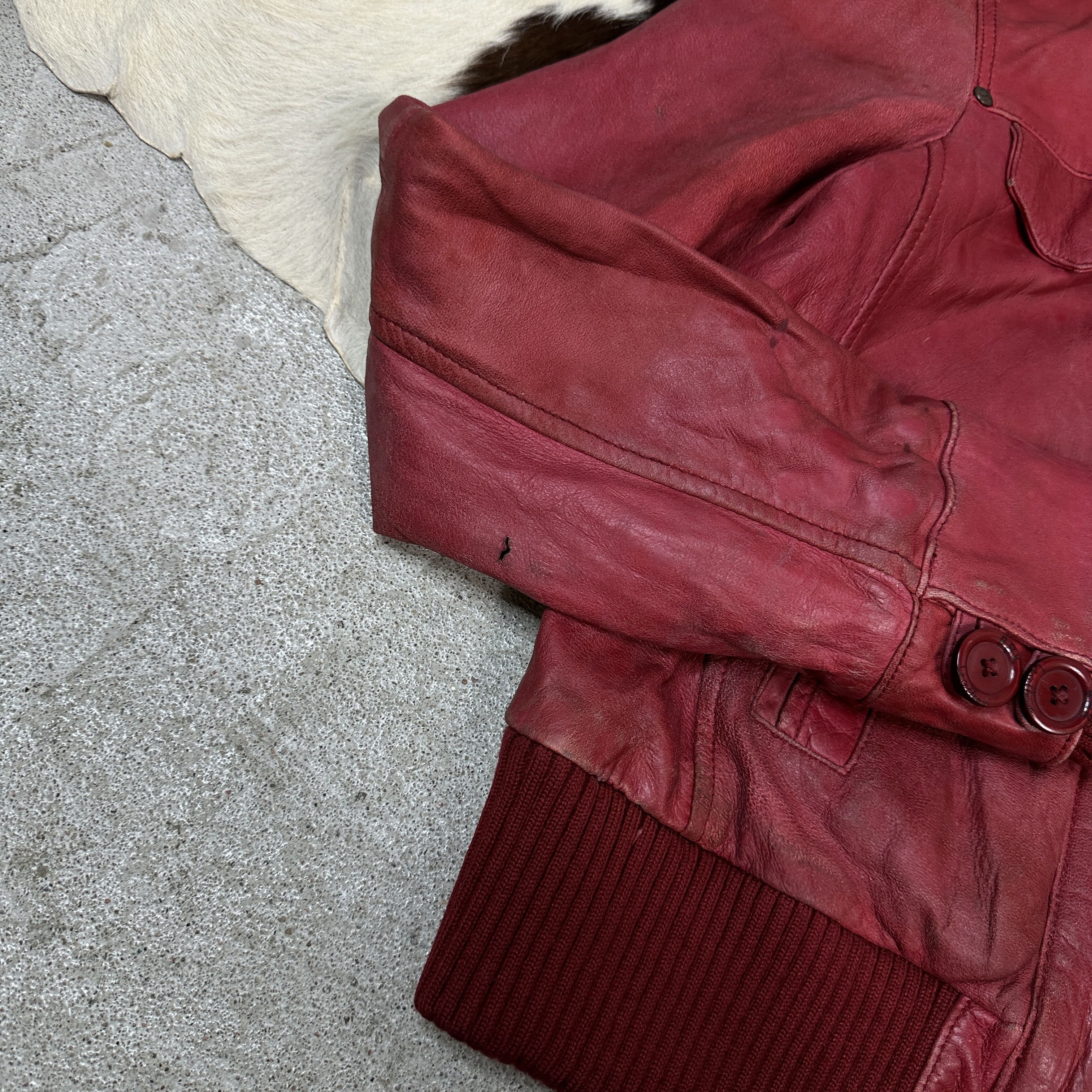 Vintage Vintage Leather Biker Jacket Cherry red Size M / US 6-8 / IT 42-44 - 12 Thumbnail