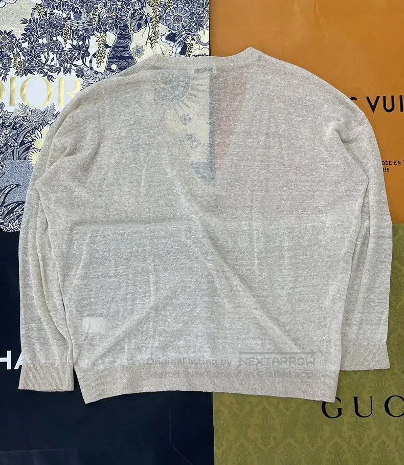 Brunello Cucinelli Brunello Cucinelli Beige Gold Thread Knit Top Size S / US 4 / IT 40 - 3 Thumbnail