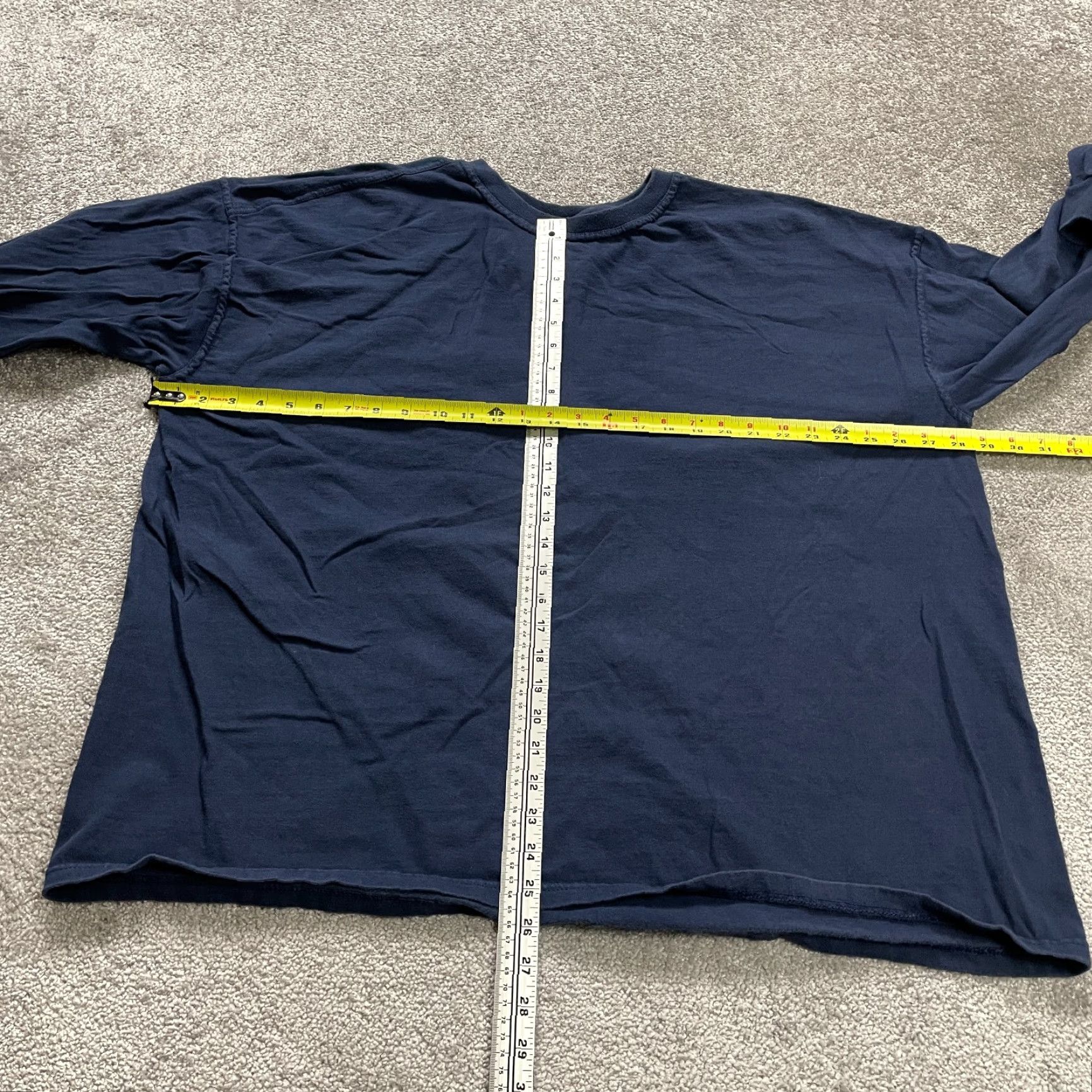 Vintage Unbranded Basic Tee T-Shirt Mens 2XL Navy Blue Heavyweight Long Sleeve Cotton Size US XXL / EU 58 / 5 - 3 Thumbnail