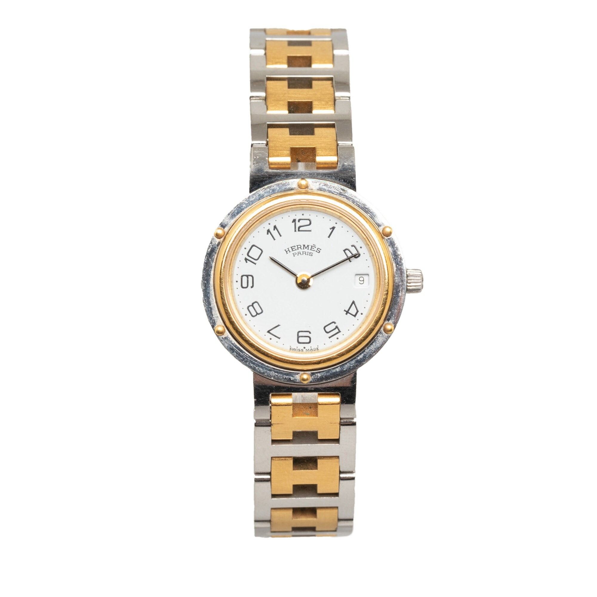 image of Hermes Two-Tone Clipper Watch in Gold, Women's