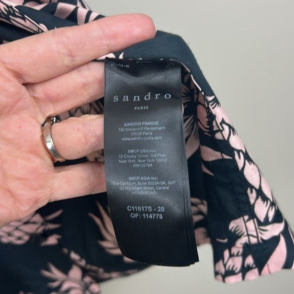 Sandro SANDRO Pineapple-print Relaxed-fit Crepe Shirt In Black xs Size US XS / EU 42 / 0 - 9 Thumbnail