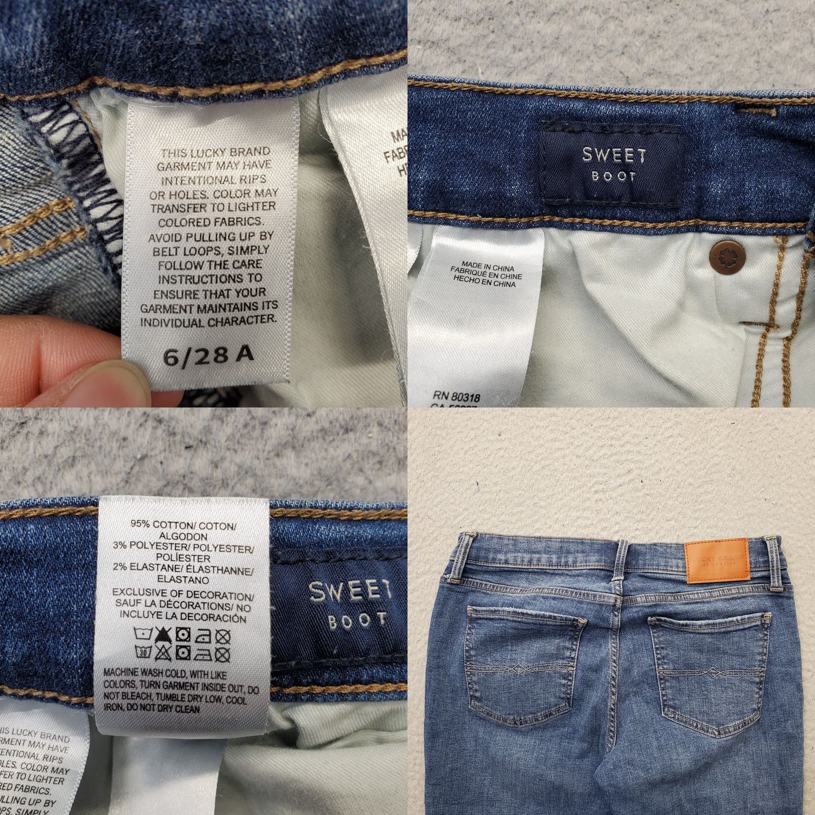 Lucky Brand Lucky Brand Jeans Women's 6 Bootcut Denim Blue 28.75" Inseam 5-Pocket Stretch Regular Size 6/28 Whiskered Vintage: No Size 28" / US 6 / IT 42 - 8 Thumbnail