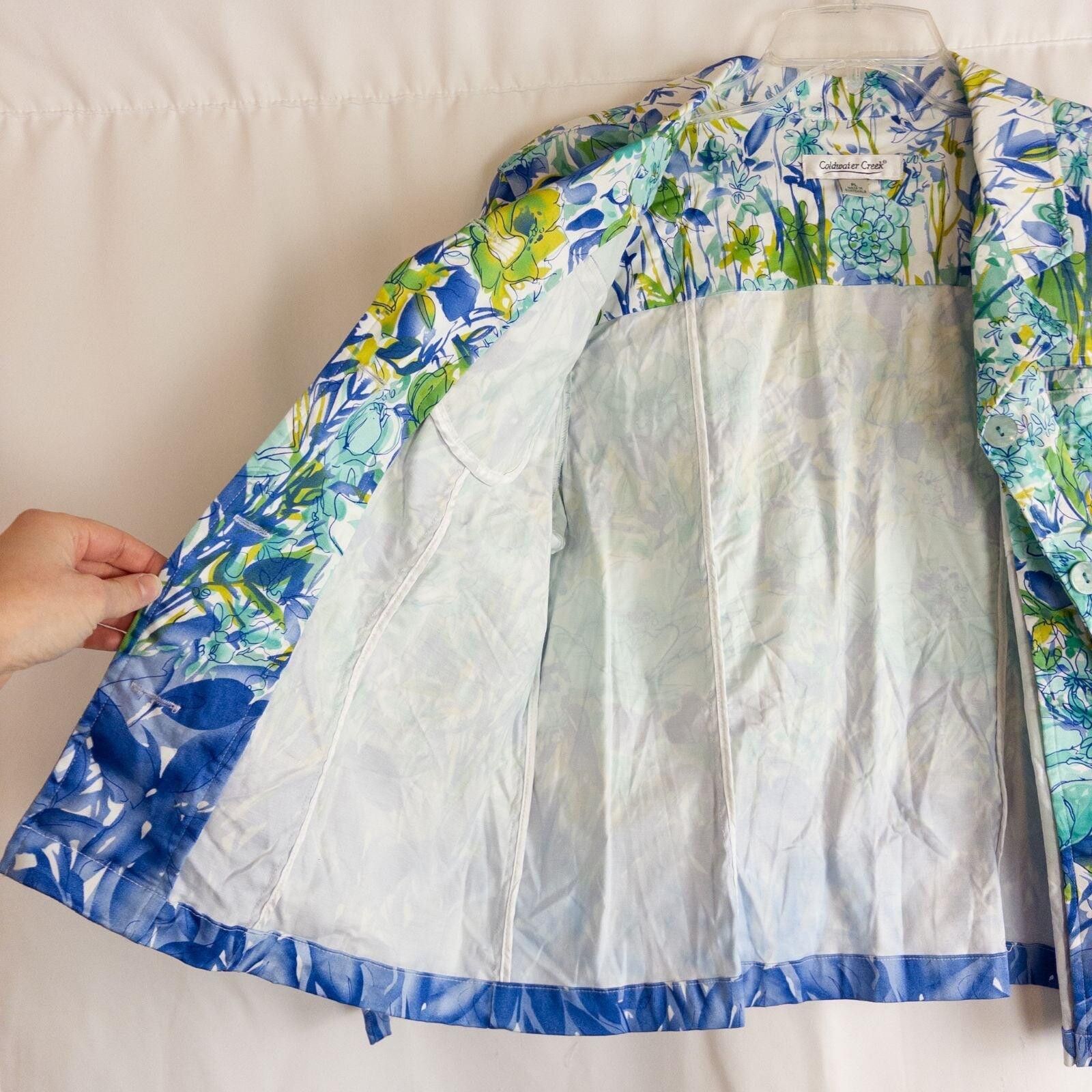 Coldwater Creek Coldwater Creek Blue Floral Jacket Womens Petite Large Size L / US 10 / IT 46 - 9 Thumbnail