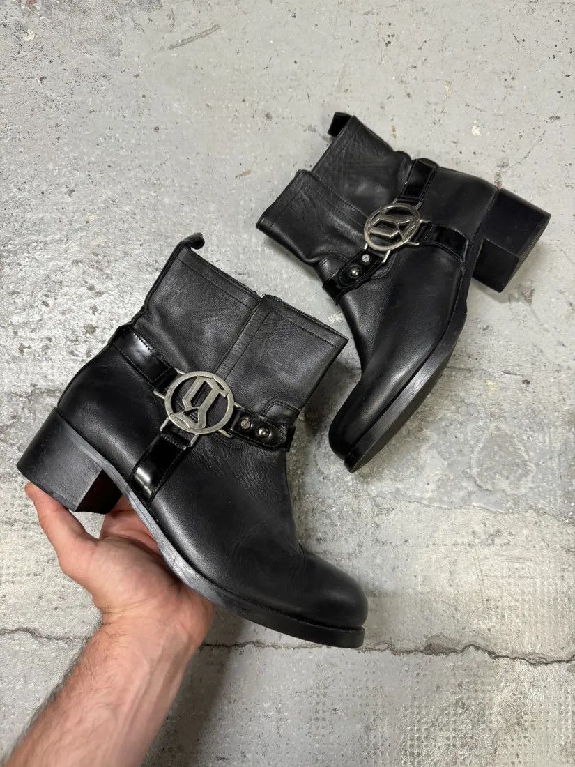 2000s Galliano Black Buckle Leather Boots