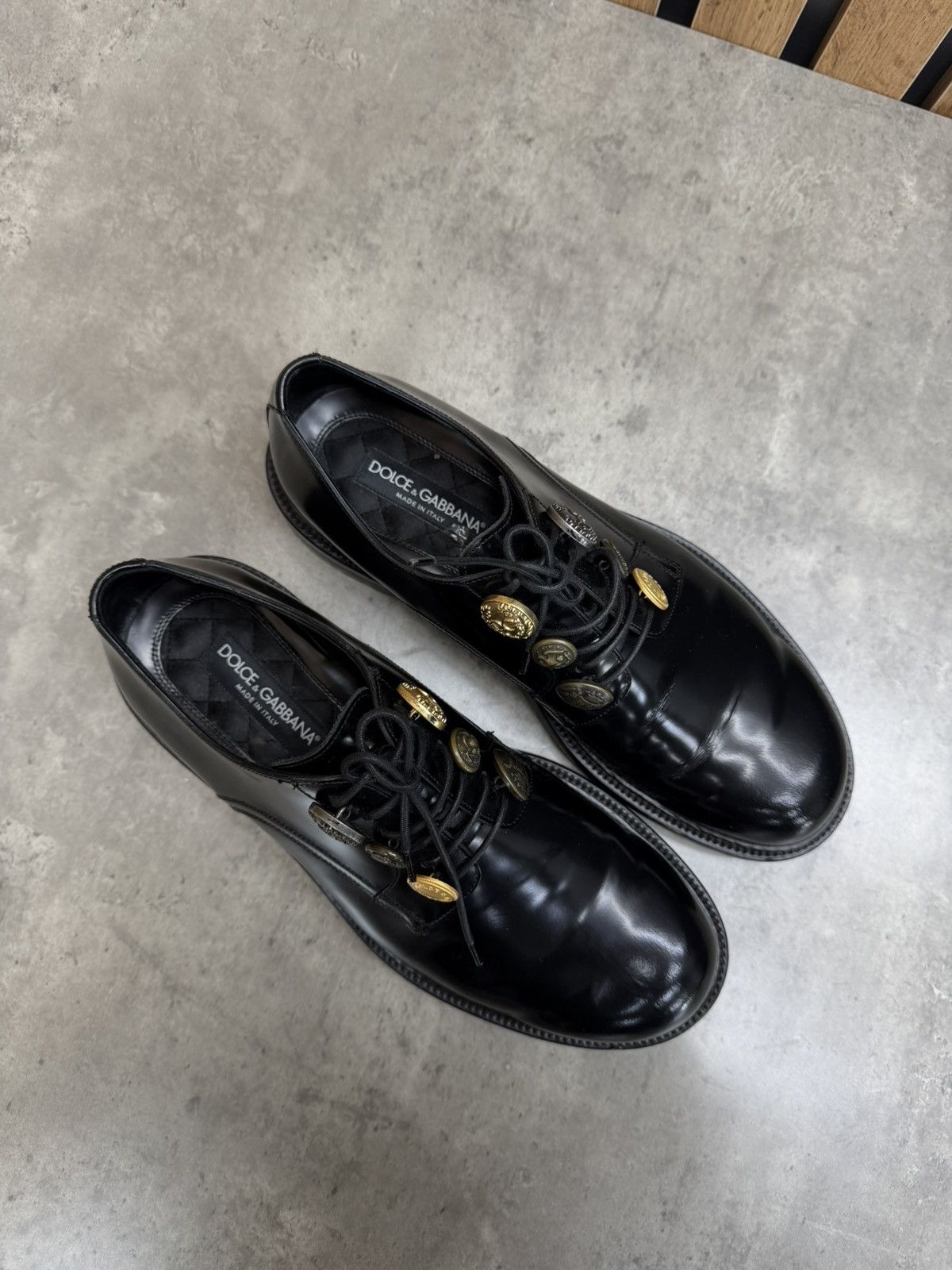 Dolce & Gabbana Dolce & Gabbana Black Leather Derby Shoes Size 9 Size US 10 / EU 43 - 12 Thumbnail